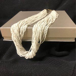 White Glass Seed Beaded Necklace